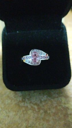 Size 6 pink topaz ring sterling silver