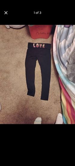 Black LOVE Fold-Over Waist Leggings