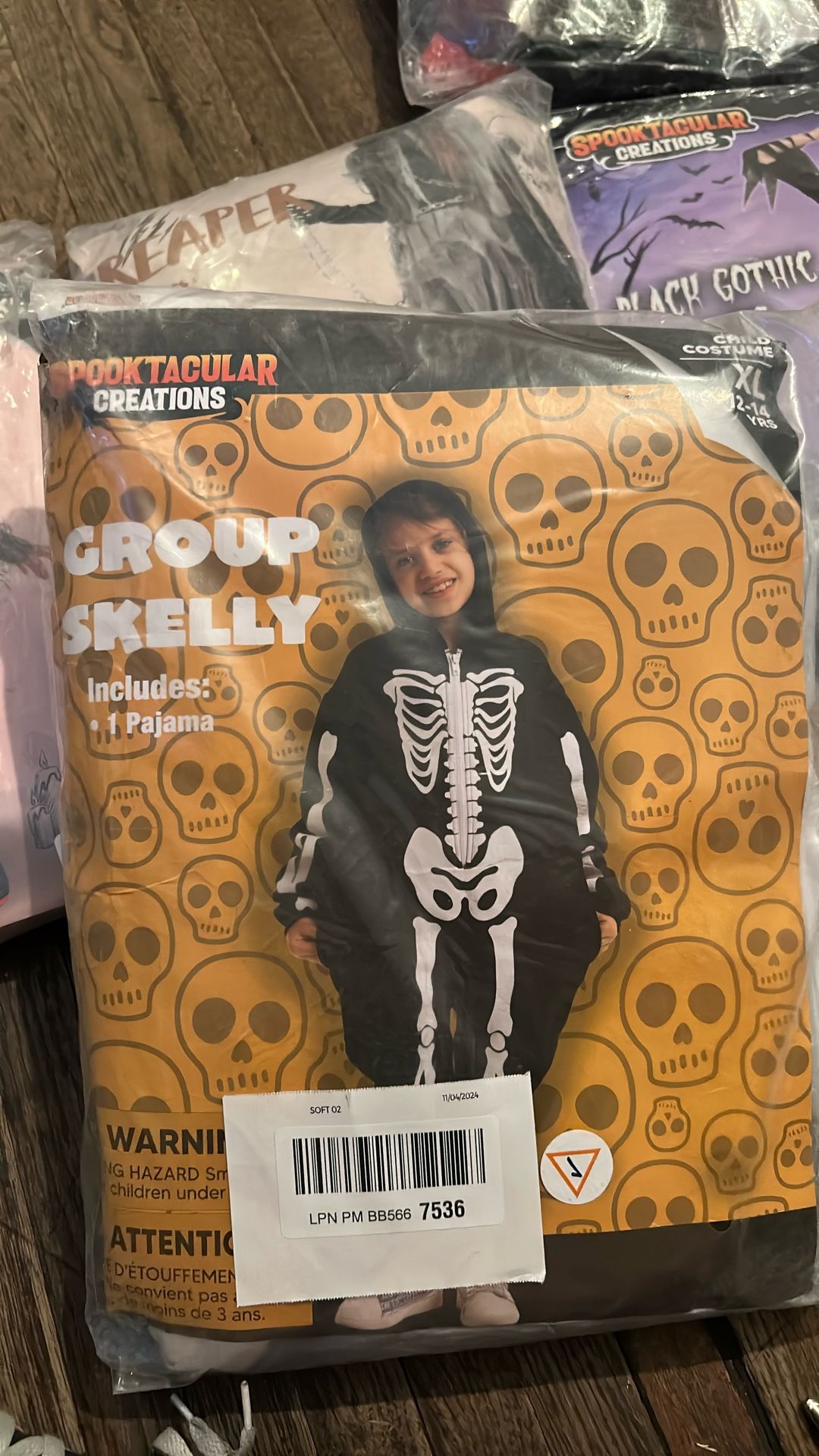 Skeleton Onesie Halloween Costume Size XL Kids