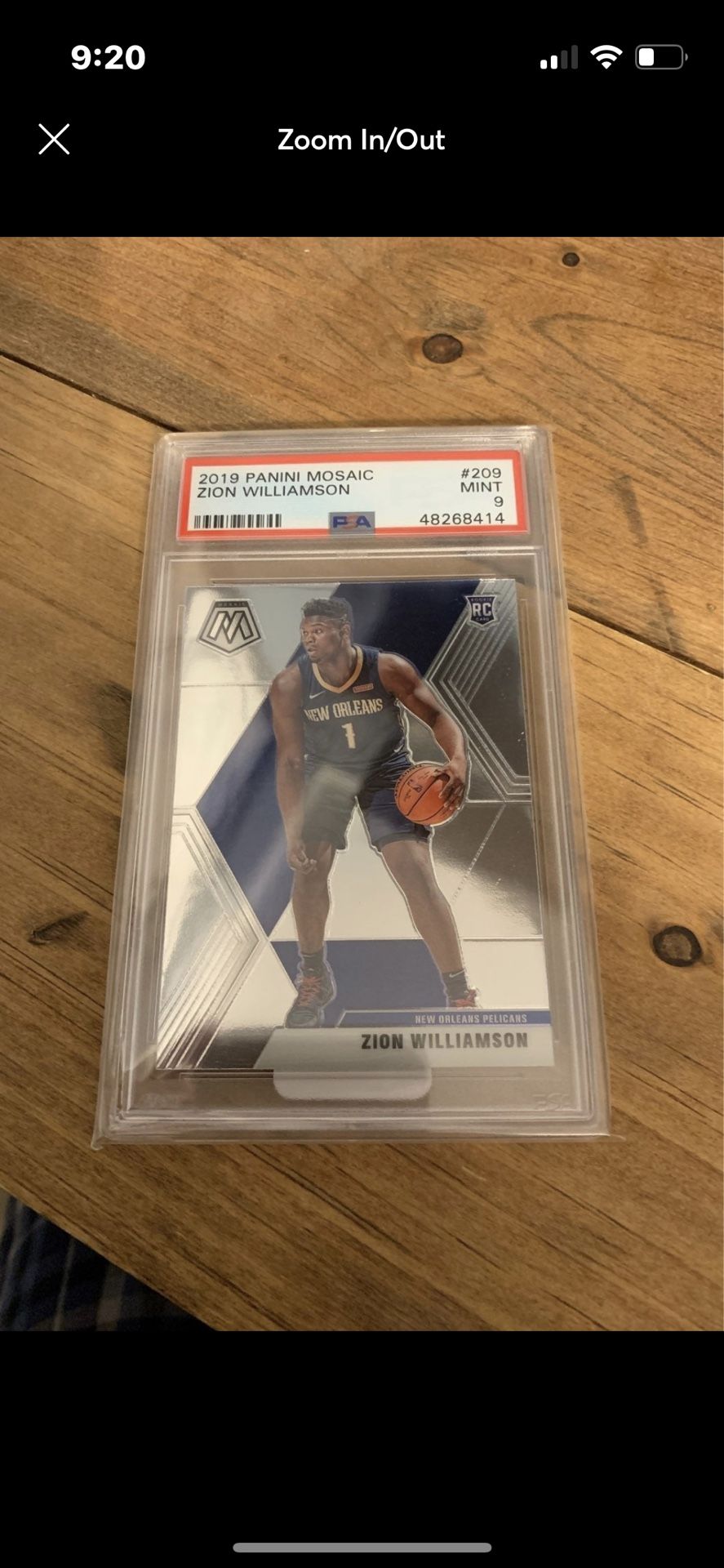 2019 Zion Williamson Rookie PSA 9