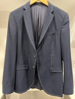hugo boss rawen topstitch navy wool sportcoat