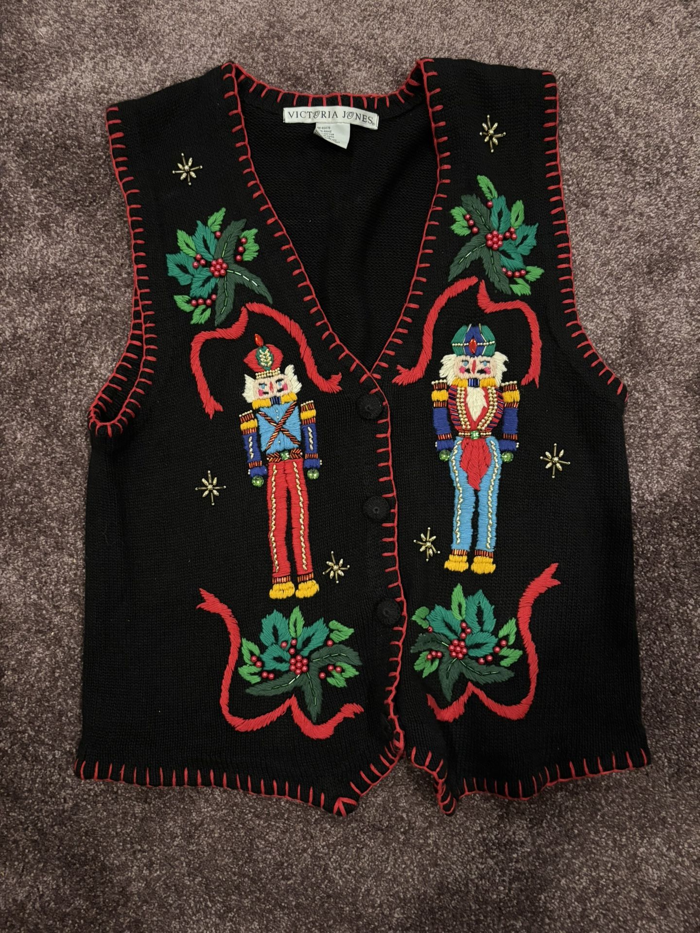 Vintage Nutcracker Knit Christmas Vest (L)