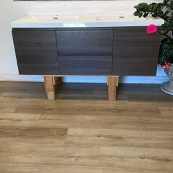 Dark Brown Floating Vanity Cabinet 