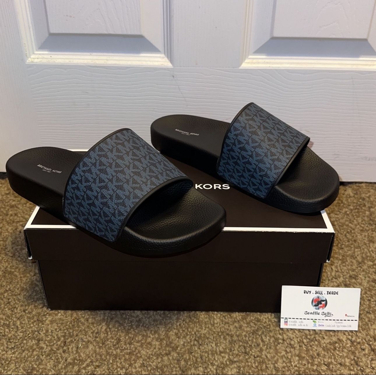 Navy Blue Michael Kors Slides Navy Michael Kors Men's Jake Slide