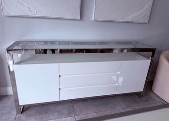 White Glass Buffet for Dining Room
