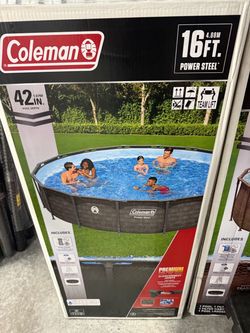 Power Steel 16 ft. x 42 in. Round Metal Frame Above Ground Pool Set