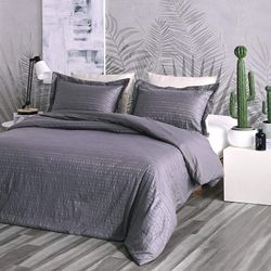 Queen Duvet Covers 3 Pieces with Zipper Closure Corner Ties Soft Breathable Microfiber Comforter Cover Bedding Set (1 Duvet Cover + 2 Pillowcase) Dark