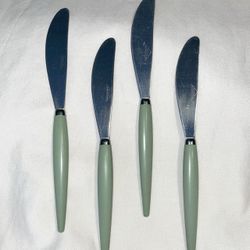 **VINTAGE** CASTLE Stainless Steel Flatware Knives -Set Of 4 -Jade Green -Japan