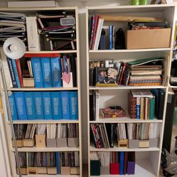 2 Tall White Bookcases/Shelving Unit.  Good Condition.  