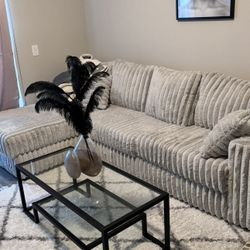 Fluffy Grey Sectional 