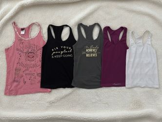$5 for 5 women’s graphic athleisure / fitness tank tops
