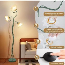 3 Heads Flower Floor Lamp for Living Room, 3 Color Temperatures Tall Corner Floor Lamp with Adjustable Gooseneck for Bedroom Decor Reading, Modern Sta