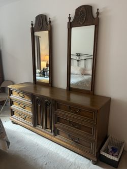 Solid Wood Antique Dresser 70 Inches Long 