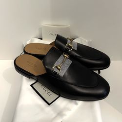 New Gucci Princetown Leather Loafer Mule Black Women’s Size 7.5 US / 37.5 EU