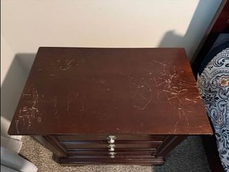 Dark Wood Nightstand with Drawers