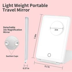  Makeup Mirror with 10X Magnifying Mirror, Vanity Mirror with 80 LED Lights, Compact LED Mirror, Portable Cosmetic Mirror with 3 Color Lights, Travel 