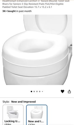 HealthSmart Enhanced Comfort 5" Raised (Round) Toilet Seat Risers for Seniors. 15.7x15.2x6.1. New