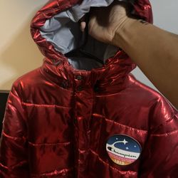 Winter Champion Bubble Jacket With Champion Word On Hoodie