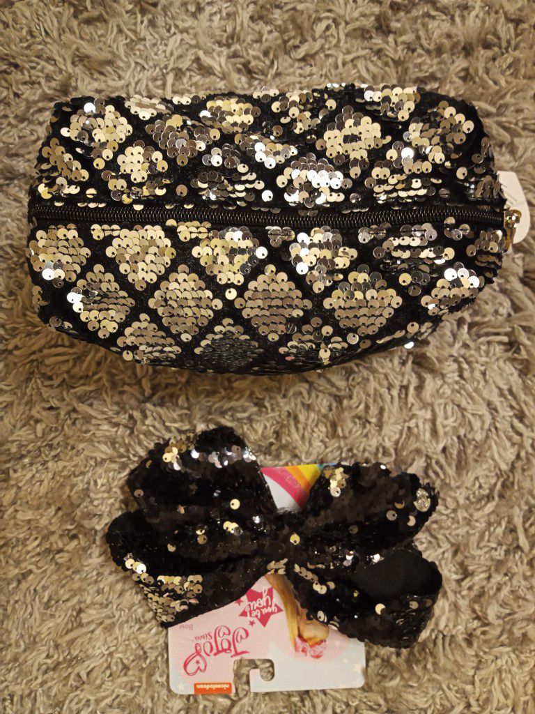 Sequin Carrying Case With Hair  Clip