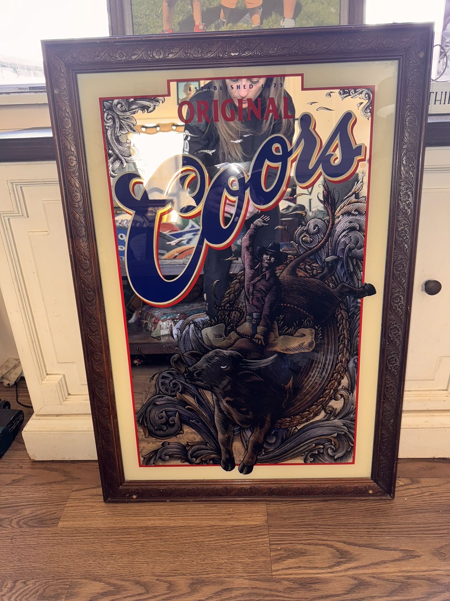 Rare Coors Bull rider Cowboy Mirror