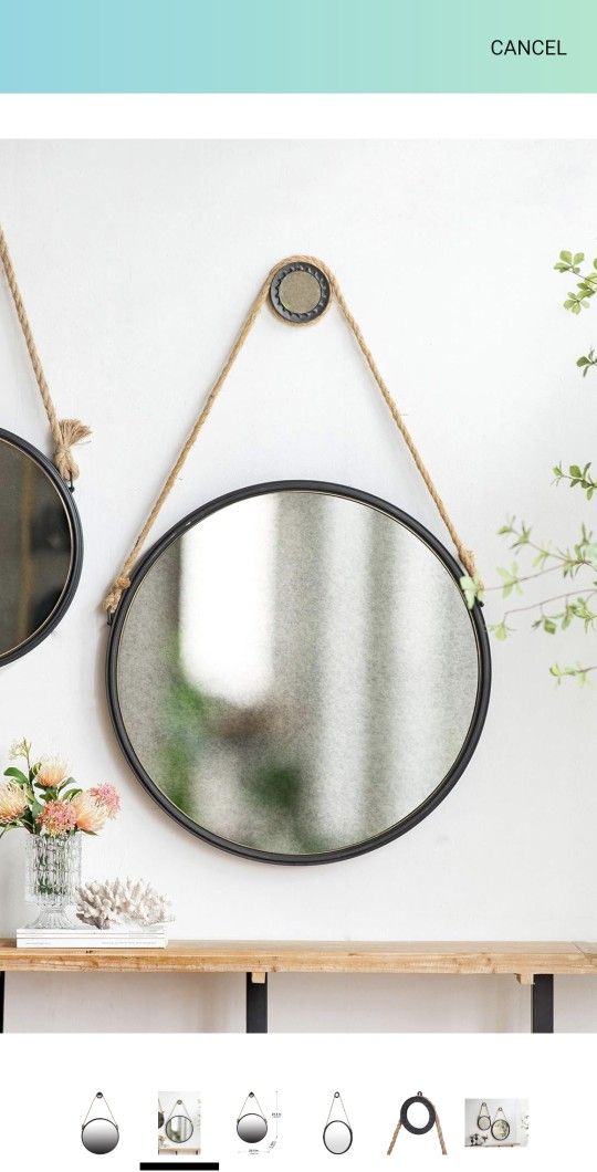 Decorative round smokey mirror, 30 Inches