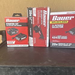 Bauer cut off tool/impact driver / battery s and chargers
