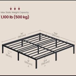 New Open Box VASAGLE King 14" Tall Black Metal Bed Frame, 1100lb Weight Capacity