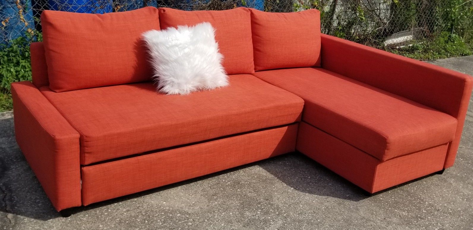 IKEA Orange FRIHETEN Sleeper Sectional Sofa w/ Storage- Free Delivery 🚚