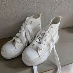 White Canvas High-Top Sneakers