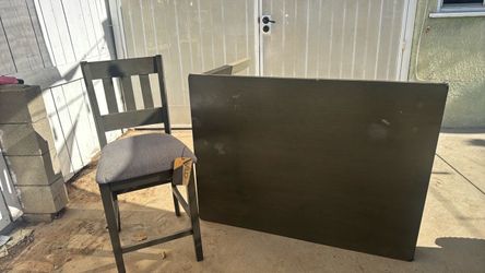 Grey wood table with 4 chairs