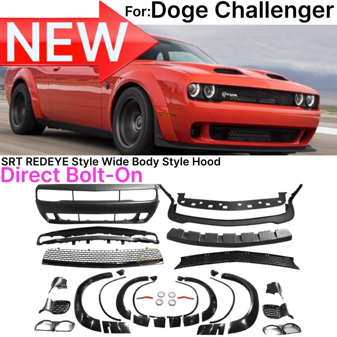 For 08-23 Dodge Challenger Srt Hellcat Scat Pack Rt Sxt wide-body kit Front Bumper lip fender flares