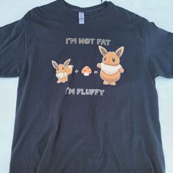 Custom Funny Pokemon Eevee Black T-Shirt Size Large Unisex