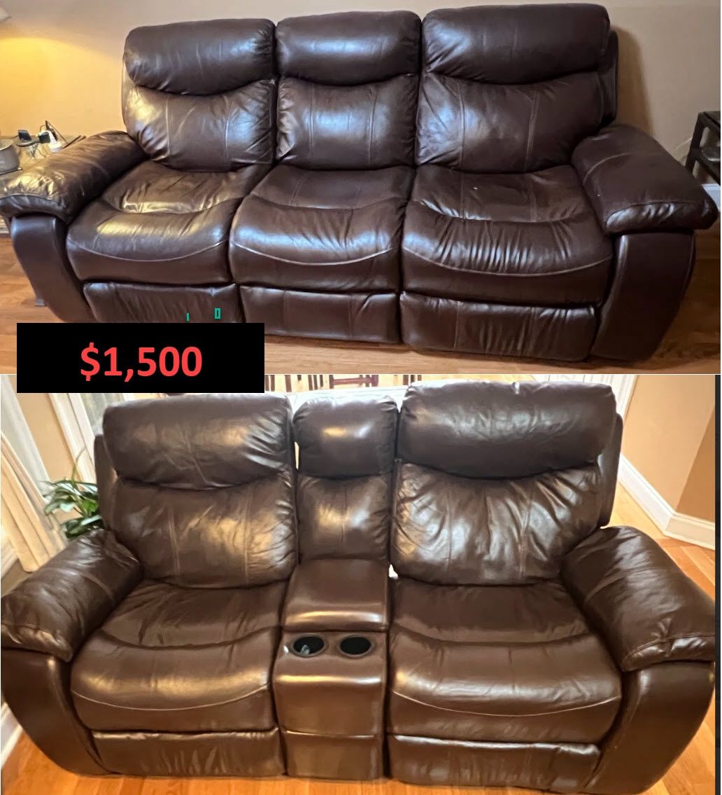 Leather couch And Loveseat recliners 