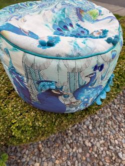 Beautiful peacock ottoman