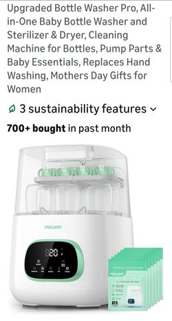 Upgraded Bottle Washer Pro, All-in-One Baby Bottle Washer and Sterilizer & Dryer
