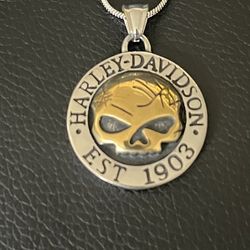 Harley Davidson Necklace Skull Gold