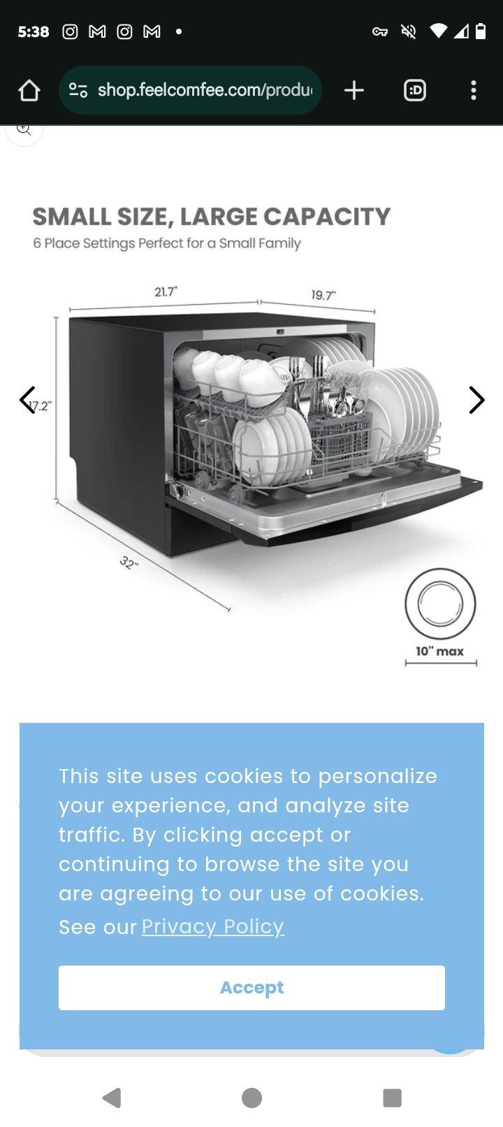 Comfee Countertop Dishwasher