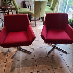 Red Accent Chairs Chrome Swivel 