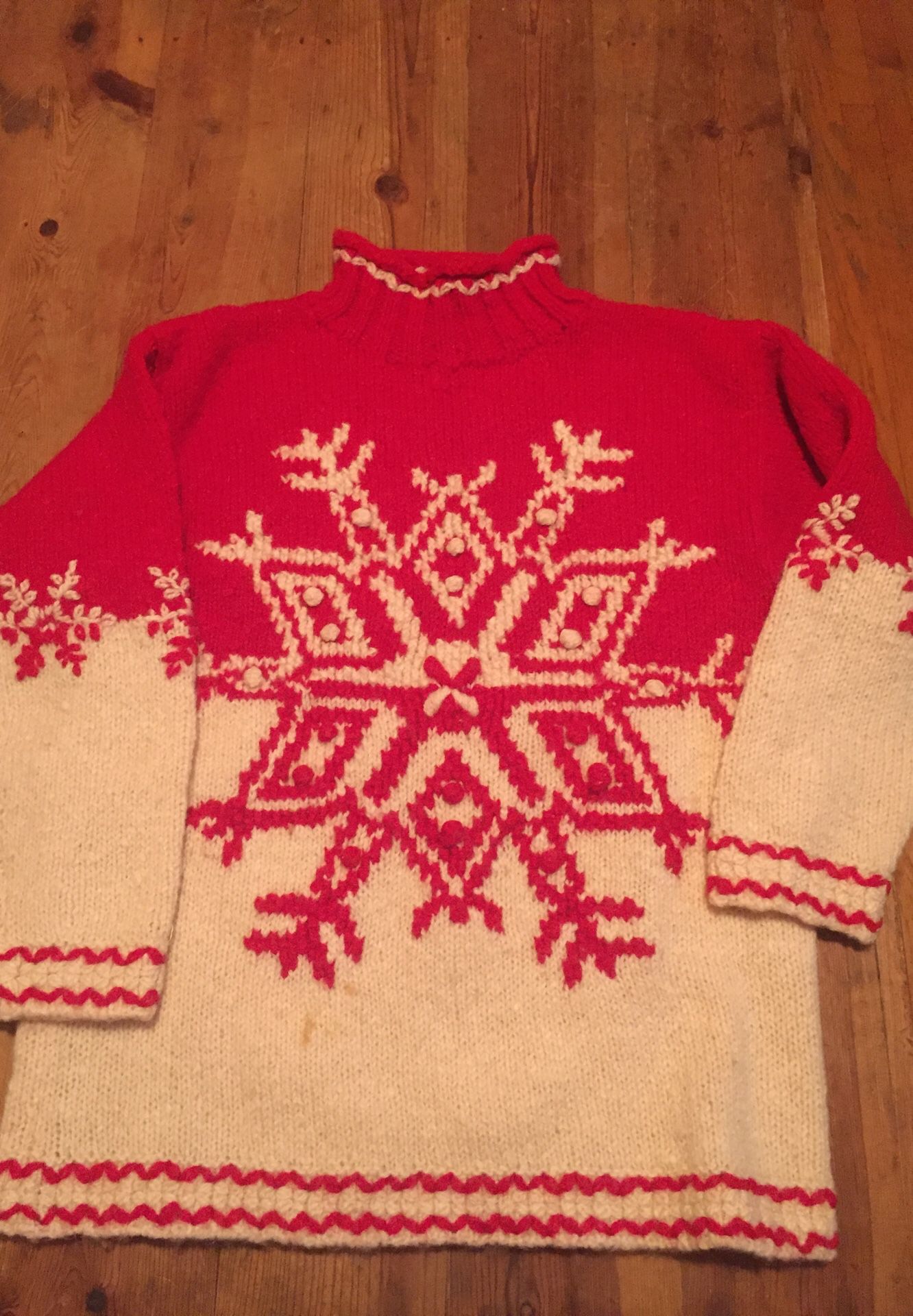 Christmas Red & White Wool Sweater
