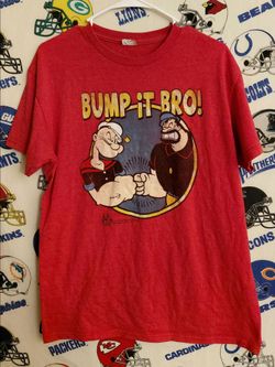 2013 Popeye and Bluto "Bump-it Bro!" Cartoon Comic Spinach Graphic T-Shirt
