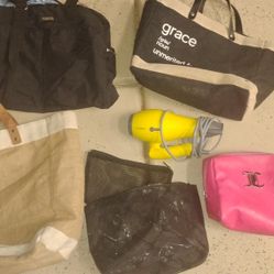 Lot Of Bags And Blow Dryer. 