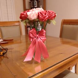 Pink Ribbon Roses 12  Bouquet 💐