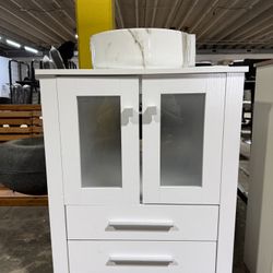 Brand New 24" White Modern Bathroom Vanity with Sink, Double Door Cabinet, Two Drawers, Soft-Closing Hinges, 24"L x 20"W x 32"H 