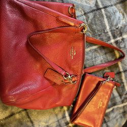 Original Coach Purse & Wristlet Red  