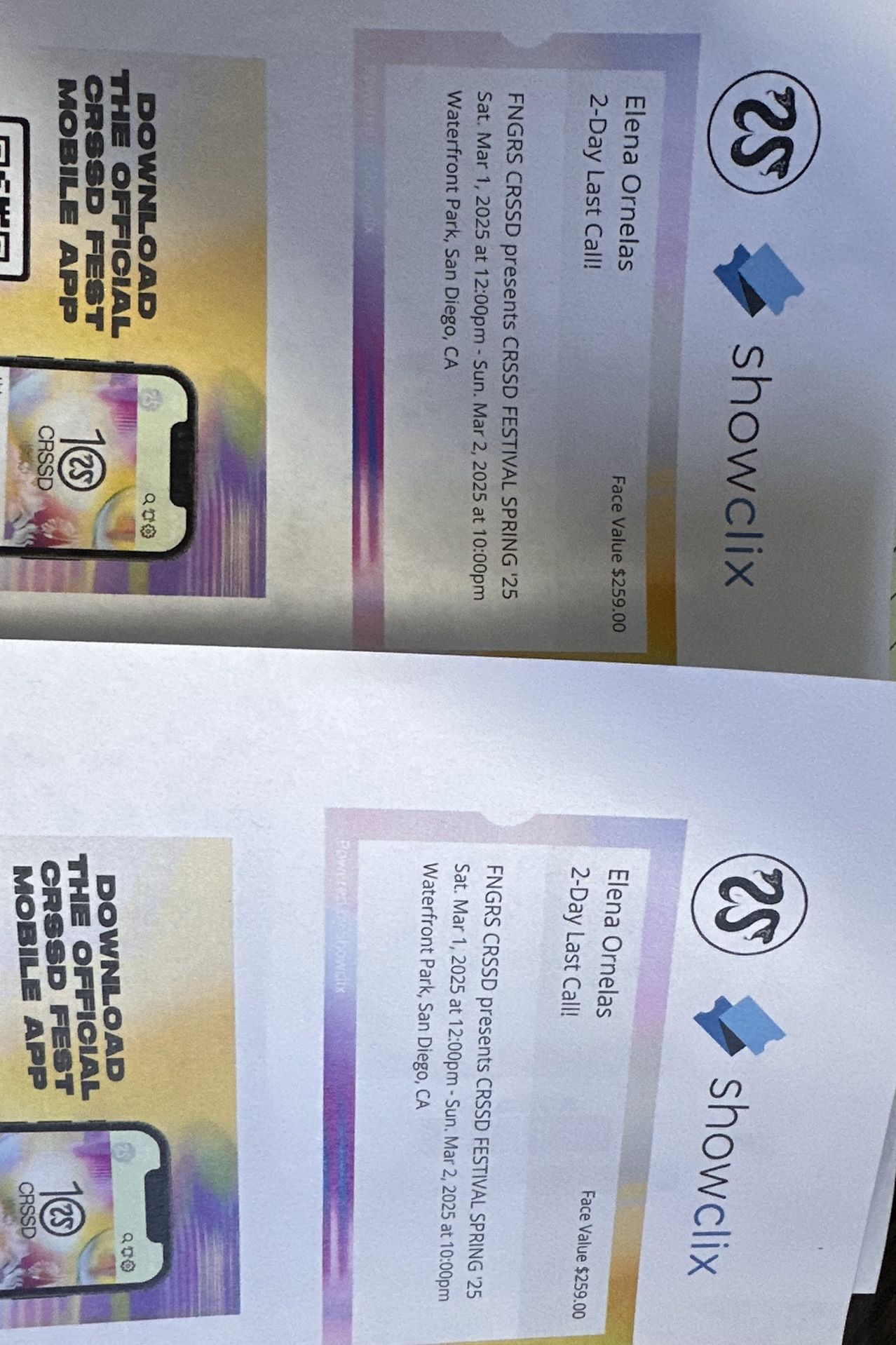 Two Weekend CRSSED Tix $550 For Both