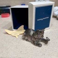 Reed & Barton  Music Box Kitten With Butterfly