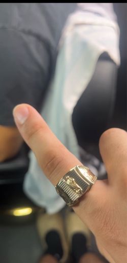 Gold Two-Tone Signet Ring with Figure Detail