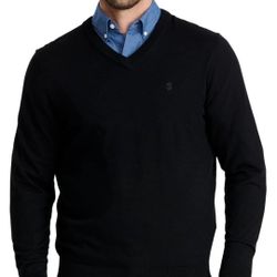 IZOD Men's XXL Black Long Sleeve V Neck Sweater 