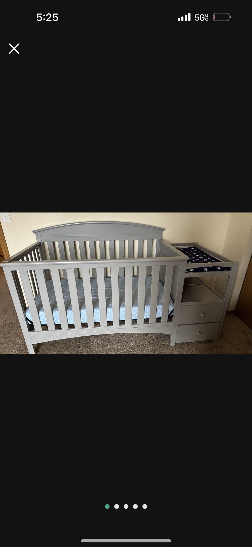 Baby/toddler Crib With Changing Table