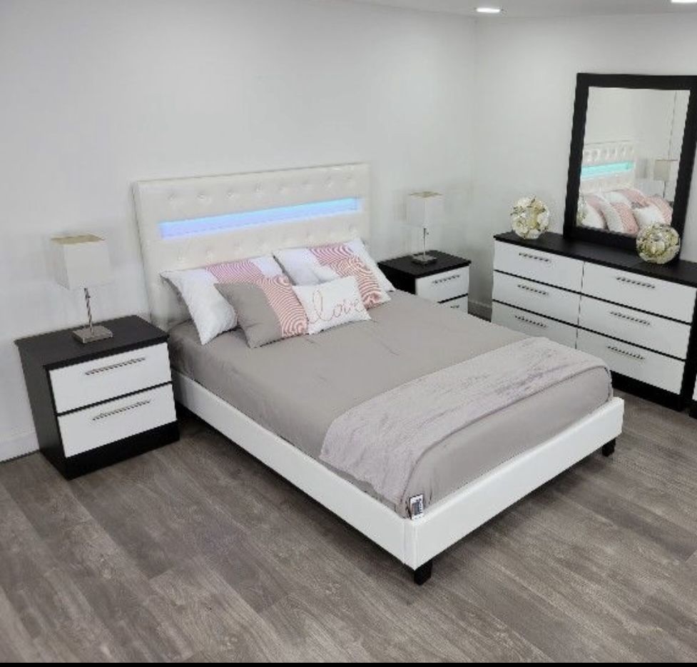 Bedroom Set Whit Led Light Juego De Cuarto Con Luz Led